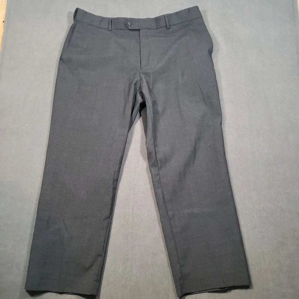 Stafford Performance Dress Pants Mens 40x29 Gray Classic Fit Worsted Wool Blend